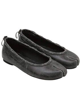 PAES Leather String Flat in Vintage Black NEW $231 Sz 7.5